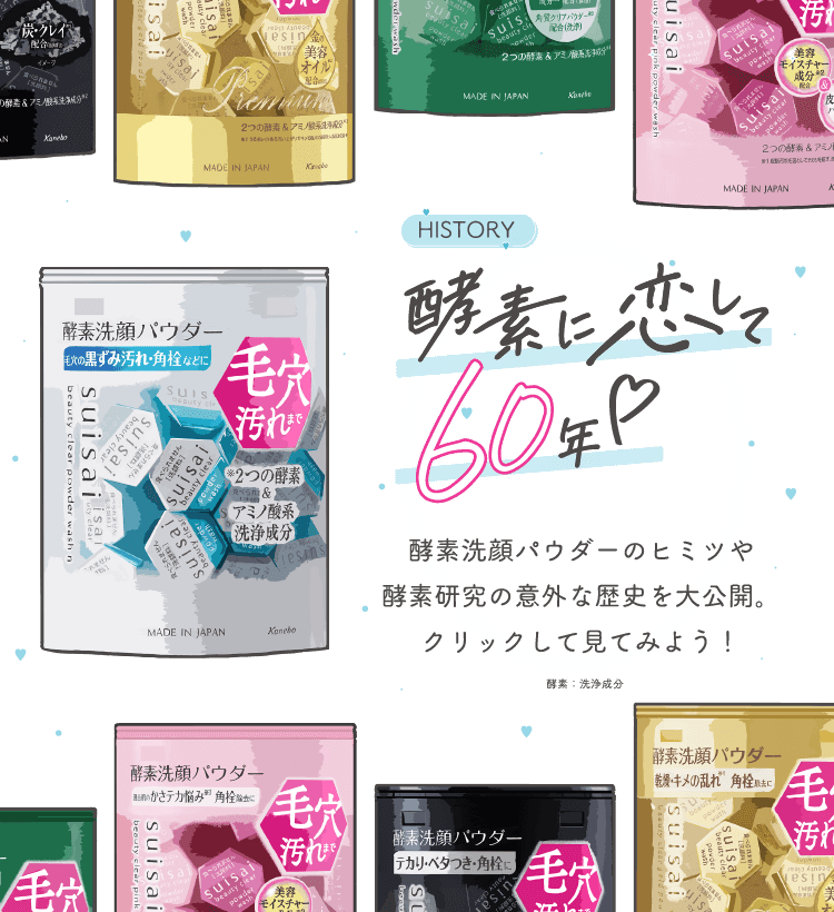 HISTORY酵素に恋して60年 酵素洗顔パウダーのヒミツや酵素研究の意外な歴史を大公開 クリックして見てみよう 酵素 洗浄成分